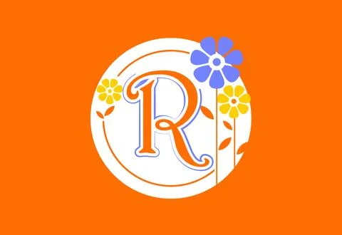 Floral monogram letter R. Initial alphabet with botanical elements. Floral .. Stock-Illustration
