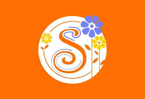 Floral monogram letter S. Initial alphabet with botanical elements. Floral .. Illustrazione stock