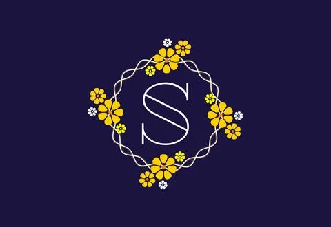 Floral monogram letter S. Initial alphabet with botanical elements. Floral .. Stock Illustration