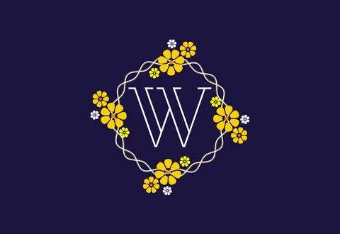 Floral monogram letter W. Initial alphabet with botanical elements. Floral .. Stock-Illustration