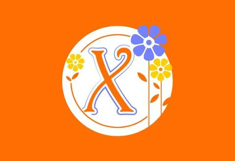 Floral monogram letter X. Initial alphabet with botanical elements. Floral .. Illustrazione stock