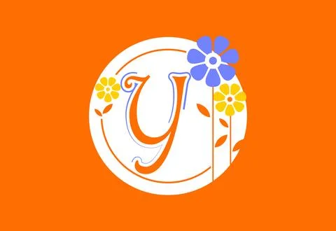 Floral monogram letter Y. Initial alphabet with botanical elements. Floral .. Illustrazione stock