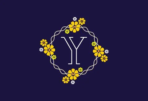 Floral monogram letter Y. Initial alphabet with botanical elements. Floral .. Stock-Illustration