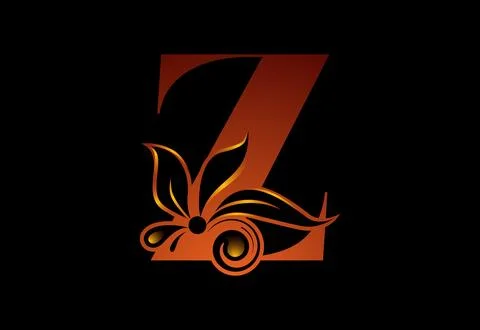 Floral monogram letter Z. Initial alphabet with botanical elements. Vector .. イラスト素材