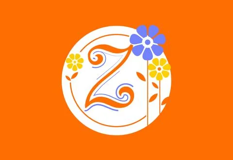 Floral monogram letter Z. Initial alphabet with botanical elements. Floral .. Illustrazione stock