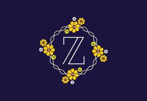 Floral monogram letter Z. Initial alphabet with botanical elements. Floral .. Illustrazione stock