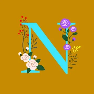 Floral monogram-N Stock Illustration