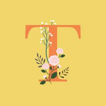 Floral monogram-T Stock Illustration