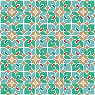Floral Moroccan Mosaic Pattern Stock Illustration