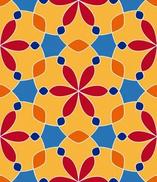 Floral mosaic seamless pattern. Arabic style digital tapestry, textile print. Stock Illustration