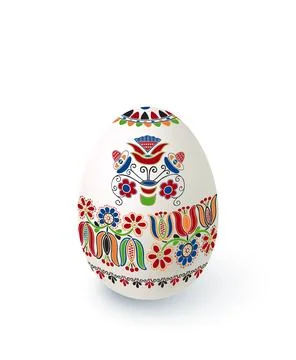 Floral motif painted easter egg  Stock Illustration