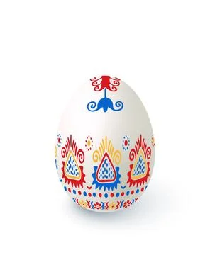Floral motif painted Easter egg over white background, vector illustration Stock Photos