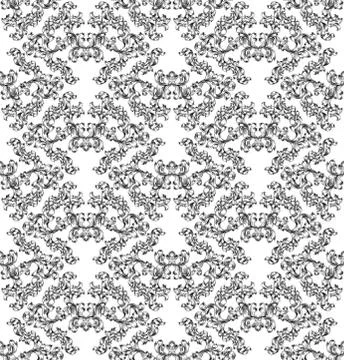 Floral Motif Scroll Pattern Seamless Tile Stock Illustration