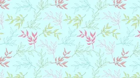 Floral multi-colored blue background. Leaf pattern Stock Illustration