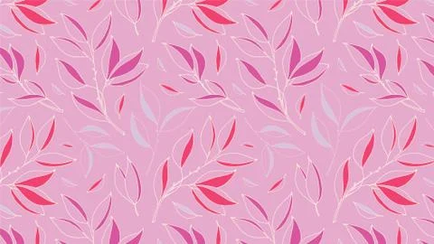 Floral multi-colored pink background. Leaf pattern Stock Illustration