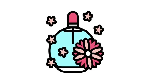 Floral notes perfume color icon animation Vidéo 225041395