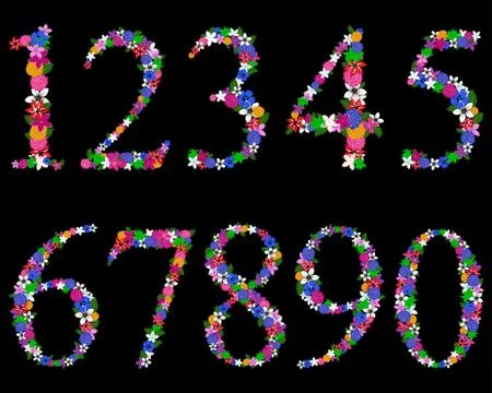 Floral numeral set Stock Illustration