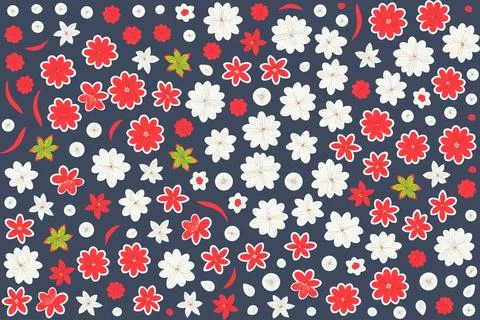 Floral ornament pattern in colorful flat design for gift wrapping, vector sto Stock Illustration
