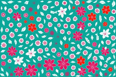 Floral ornament pattern in colorful flat design for gift wrapping, vector sto Stock Illustration