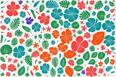 Floral ornament pattern in colorful flat design for gift wrapping, vector sto Stock Illustration