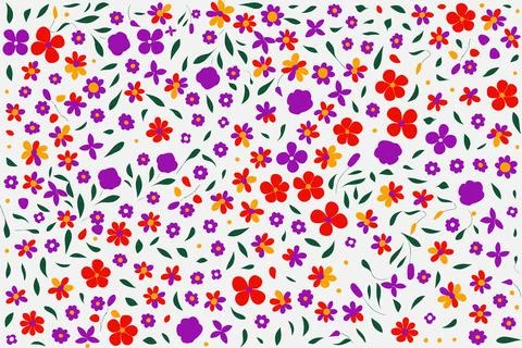 Floral ornament pattern in colorful flat design for gift wrapping, vector sto Stock Illustration