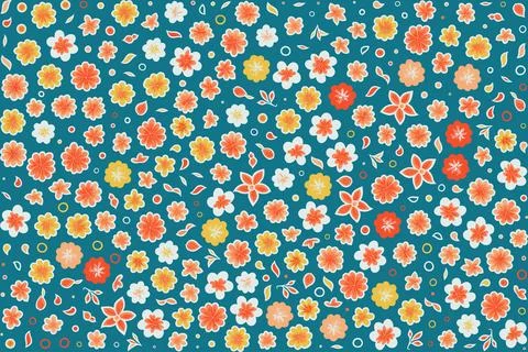 Floral ornament pattern in colorful flat design for gift wrapping, vector sto Stock Illustration