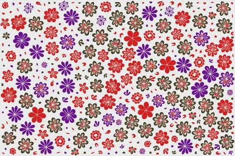 Floral ornament pattern in colorful flat design for gift wrapping, vector sto Stock Illustration