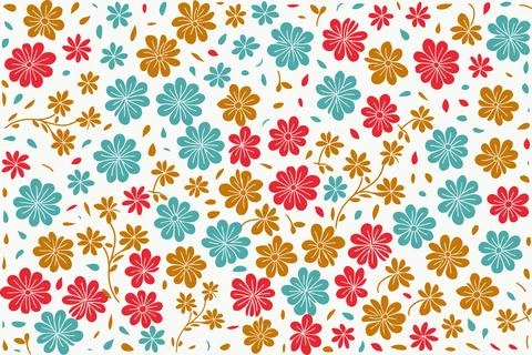 Floral ornament pattern in colorful flat design for gift wrapping, vector sto Stock Illustration