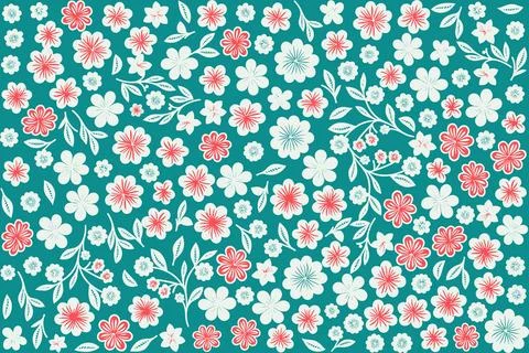 Floral ornament pattern in colorful flat design for gift wrapping, vector sto Stock Illustration