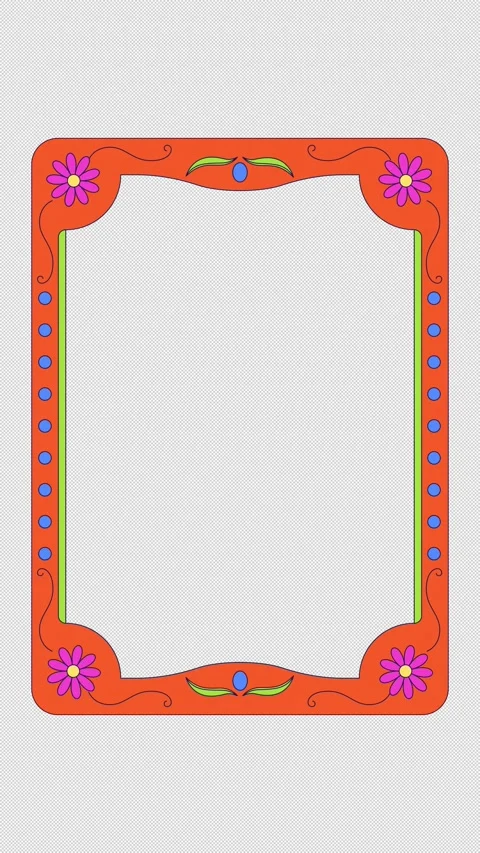 Floral ornamental rectangle animated retro frame overlay Stock Footage 339422110