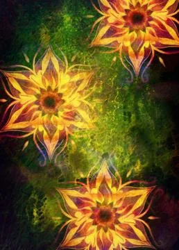 Floral ornamental structure with filigrane pattern mandala on abstract Stock Illustration