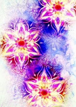 Floral ornamental structure with filigrane pattern mandala on abstract Illustrazione stock