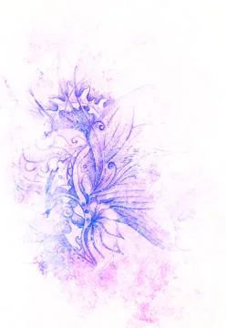 Floral ornamental structure with filigrane pattern mandala on abstract Stock Illustration