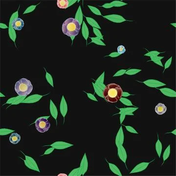 Floral ornamental vector pattern. Seamless design leafs texture. Stock Illustration