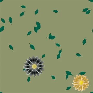 Floral ornamental vector pattern. Seamless design leafs texture. Stock Illustration