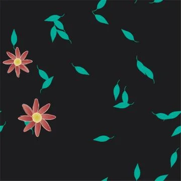 Floral ornamental vector pattern. Seamless design leafs texture. Stock Illustration