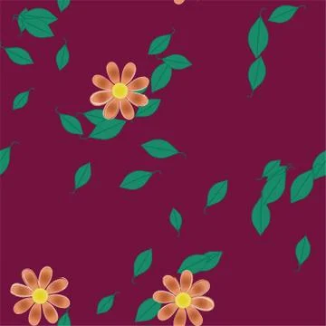 Floral ornamental vector pattern. Seamless design leafs texture. Stock Illustration