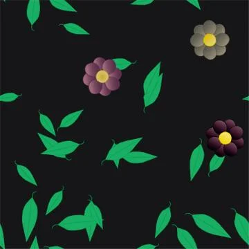 Floral ornamental vector pattern. Seamless design leafs texture. Stock Illustration