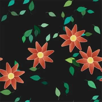 Floral ornamental vector pattern. Seamless design leafs texture. Stock Illustration