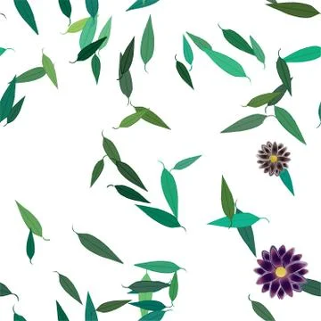 Floral ornamental vector pattern. Seamless design leafs texture. Illustrazione stock