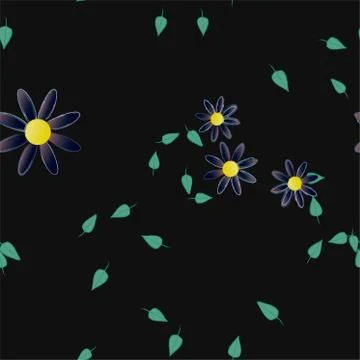Floral ornamental vector pattern. Seamless design leafs texture. Stock Illustration