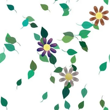 Floral ornamental vector pattern. Seamless design leafs texture. Stock Illustration