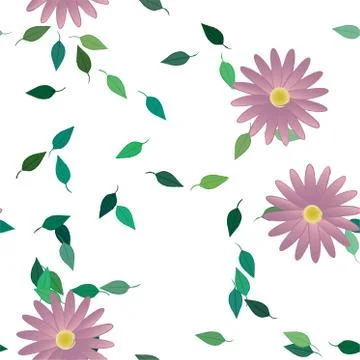 Floral ornamental vector pattern. Seamless design leafs texture. Stock Illustration