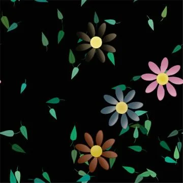 Floral ornamental vector pattern. Seamless design leafs texture. Stock Illustration
