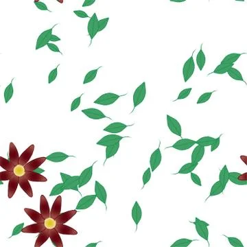 Floral ornamental vector pattern. Seamless design leafs texture. Stock Illustration