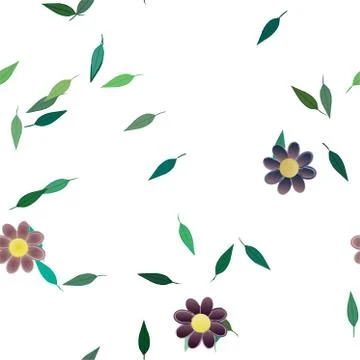 Floral ornamental vector pattern. Seamless design leafs texture. Stock Illustration