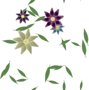 Floral ornamental vector pattern. Seamless design leafs texture. Stock Illustration