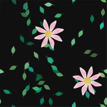 Floral ornamental vector pattern. Seamless design leafs texture. Stock Illustration