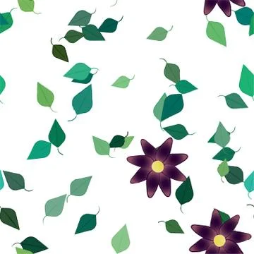 Floral ornamental vector pattern. Seamless design leafs texture. Stock Illustration