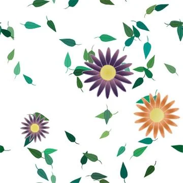 Floral ornamental vector pattern. Seamless design leafs texture. 스톡 일러스트